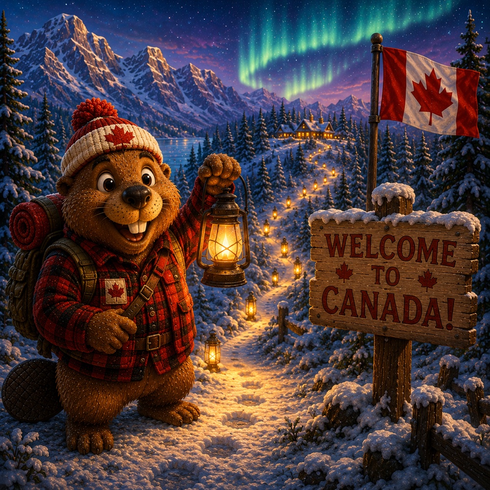 A small bear holding a glowing lantern, lighting the path through a dark forest — a steady guide through unfamiliar terrain